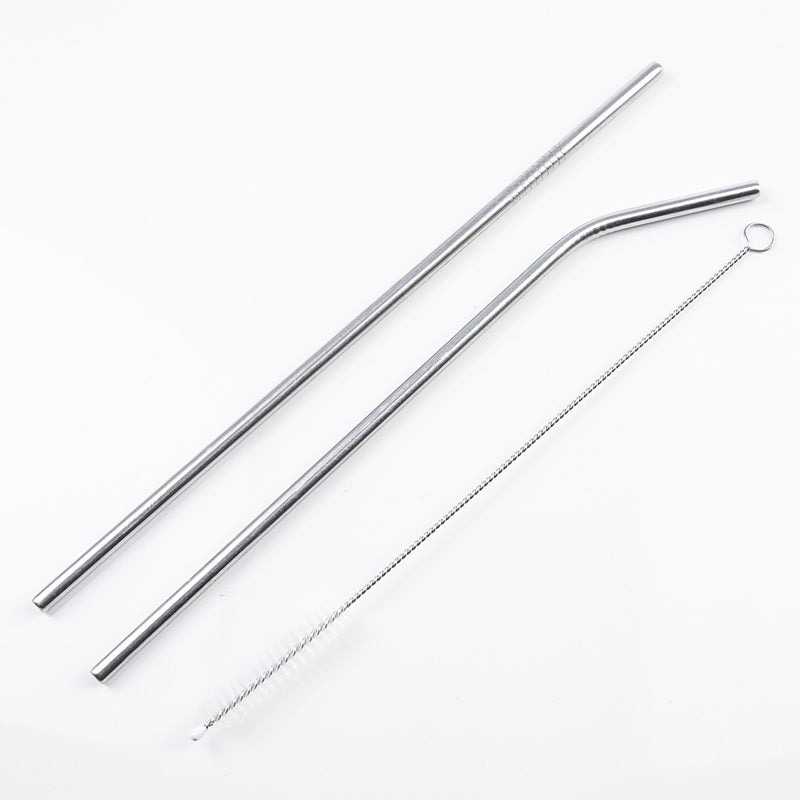 Sharpdo 3-Piece Stainless Steel Drinking Straw Set Silver - Image 1